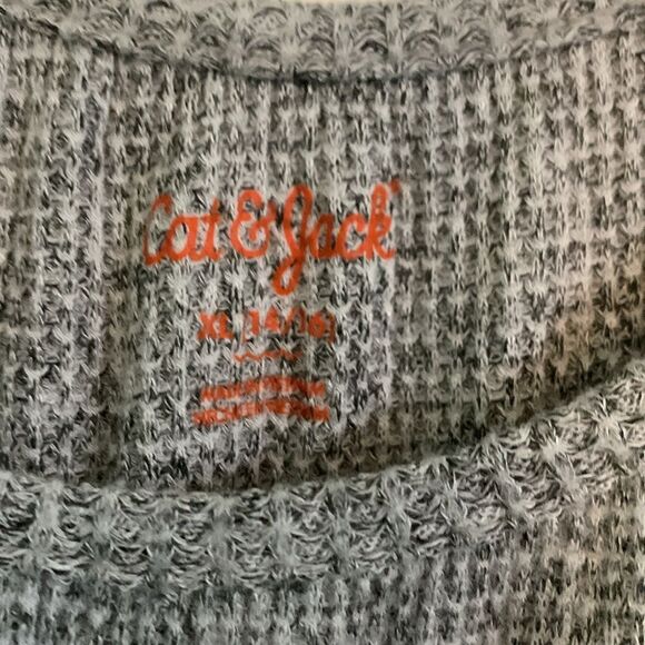 Cat & Jack Gray Long Sleeve Waffle Dress Size XL 14/16 - Picture 3 of 4